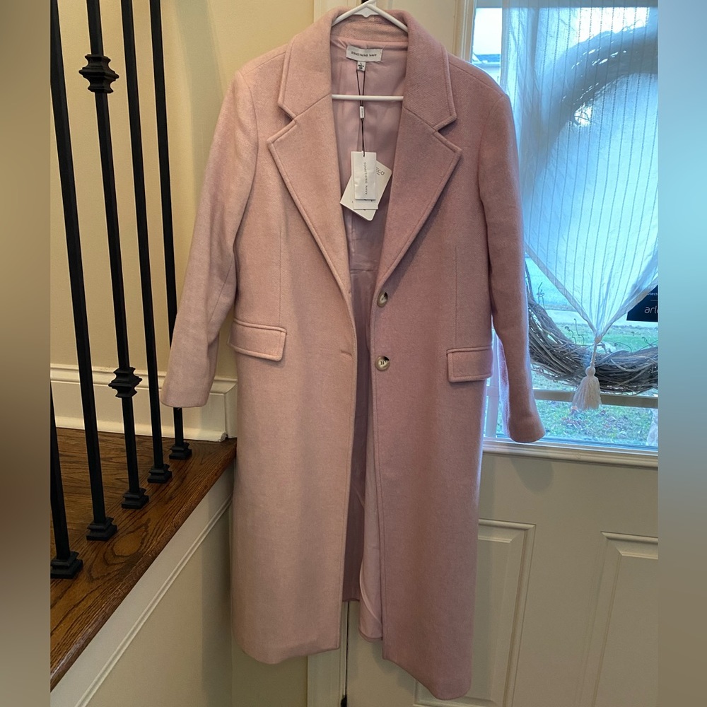 Something Navy Two-tone Wool Coat